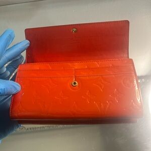 Louis vuitton LV GHW long wallet monogram  Vernis orange in great condition